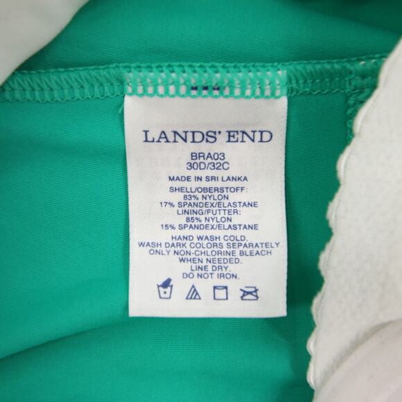 Lands End Tankini Swim Top Green Push Up Bra Adjustable Straps 30D/32C - Picture 8 of 9